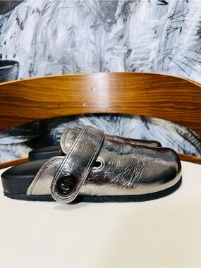 Coach Metallic Silver Women's Slip-On Clog with Adjustable Strap